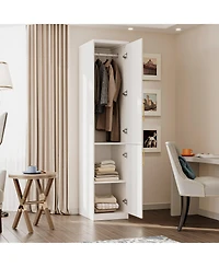 Homsee 2-Door Tall Storage Cabinet with Handles - Modern Wooden Wardrobe | Living Room Organizer | Hallway Cupboard