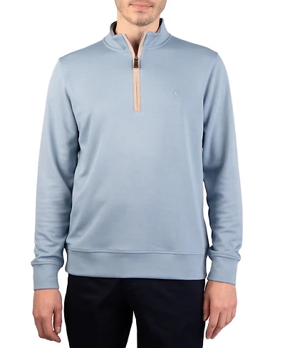 TailorByrd men Ottoman Quarter Zip with Suede Tipping