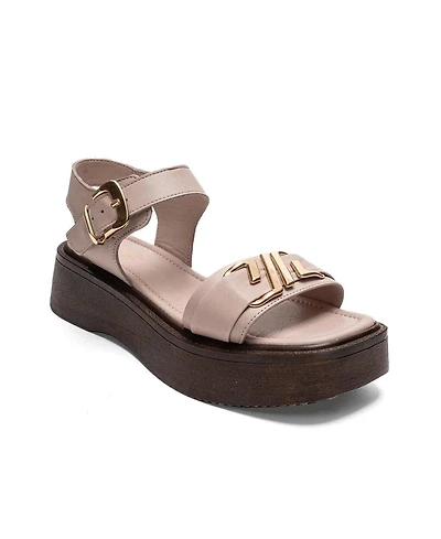 Forever & Always Shoes Women's Lone Leather Platform Sandal