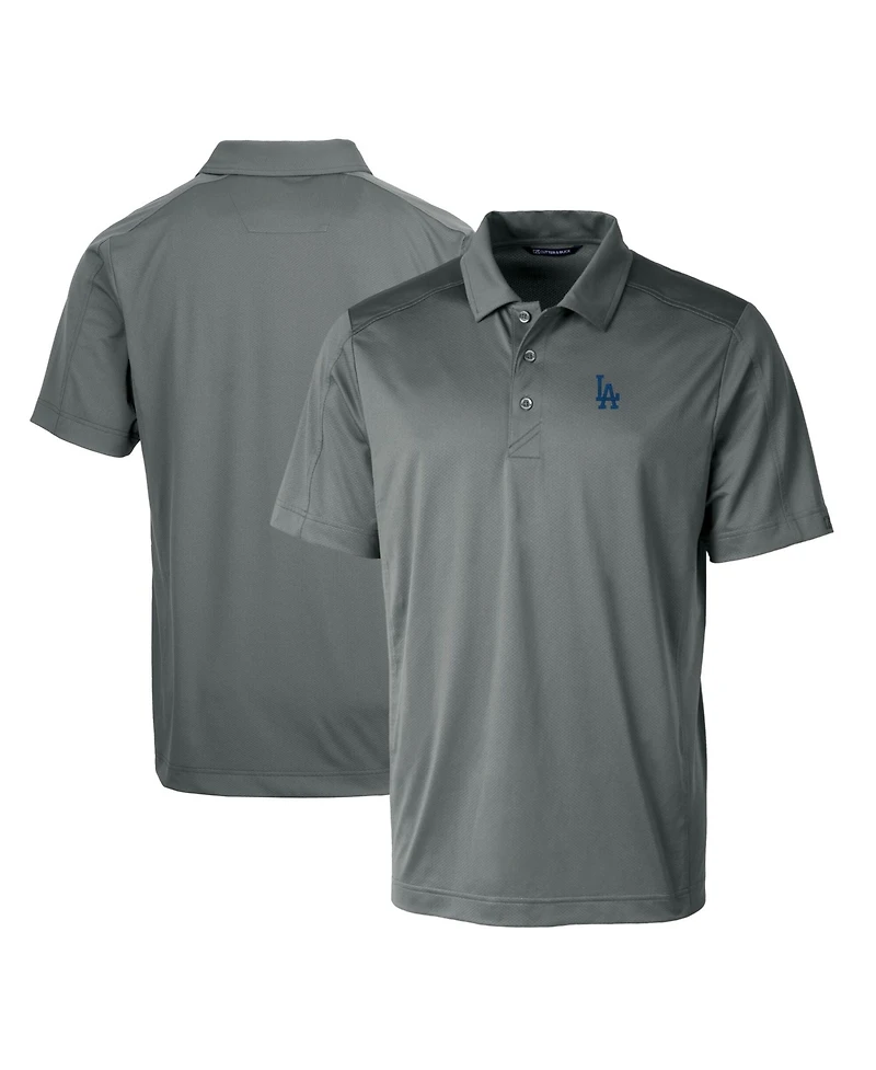 Cutter & Buck Men's Steel Los Angeles Dodgers Prospect Textured Stretch Big Tall Polo Shirt