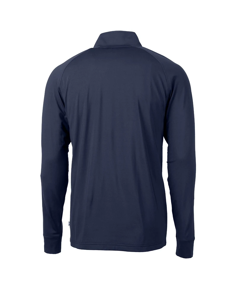 Cutter & Buck Men's Navy New York Yankees Big Tall Adapt Eco Knit Stretch Quarter-Zip Pullover Sweatshirt