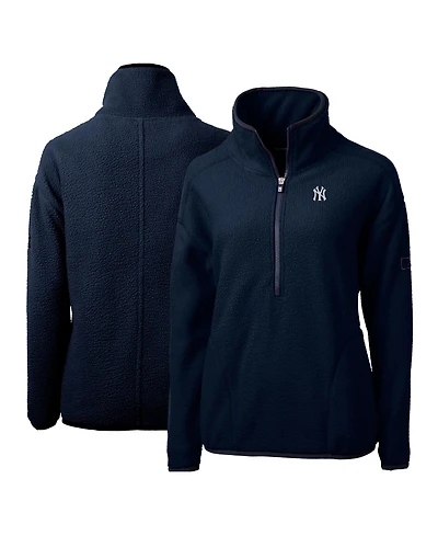 Cutter & Buck Women's Navy New York Yankees Cascade Eco Sherpa Fleece Quarter-Zip Pullover Jacket