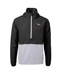Cutter & Buck Men's Black/Silver Philadelphia Eagles Charter Eco Knit Anorak Half-Zip Jacket