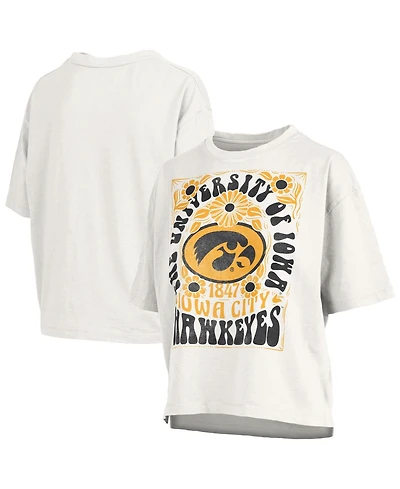Pressbox Women's White Iowa Hawkeyes Harmony Oversized Slub T-Shirt