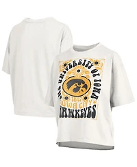 Pressbox Women's White Iowa Hawkeyes Harmony Oversized Slub T-Shirt