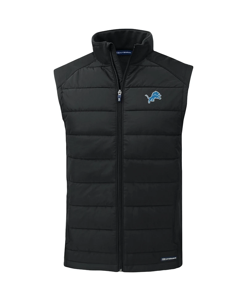 Cutter & Buck Men's Black Detroit Lions Primary Mark Evoke PrimaLoft Hybrid Eco Softshell Full-Zip Vest