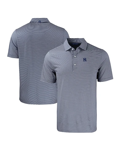 Cutter & Buck Men's Navy/White New York Yankees Forge Eco Double Stripe Stretch Polo Shirt
