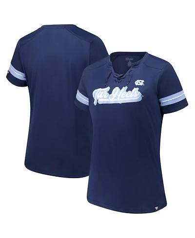 Fanatics Women's Navy North Carolina Tar Heels Plus Overtime Readiness Lace-Up T-Shirt