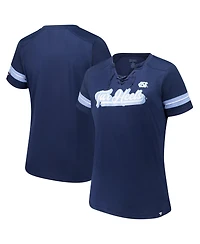 Fanatics Women's Navy North Carolina Tar Heels Plus Overtime Readiness Lace-Up T-Shirt