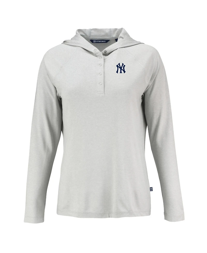 Cutter & Buck Women's Gray New York Yankees Coastline Epic Comfort Eco Hoodie Raglan Long Sleeve T-Shirt