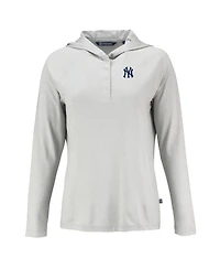 Cutter & Buck Women's Gray New York Yankees Coastline Epic Comfort Eco Hoodie Raglan Long Sleeve T-Shirt