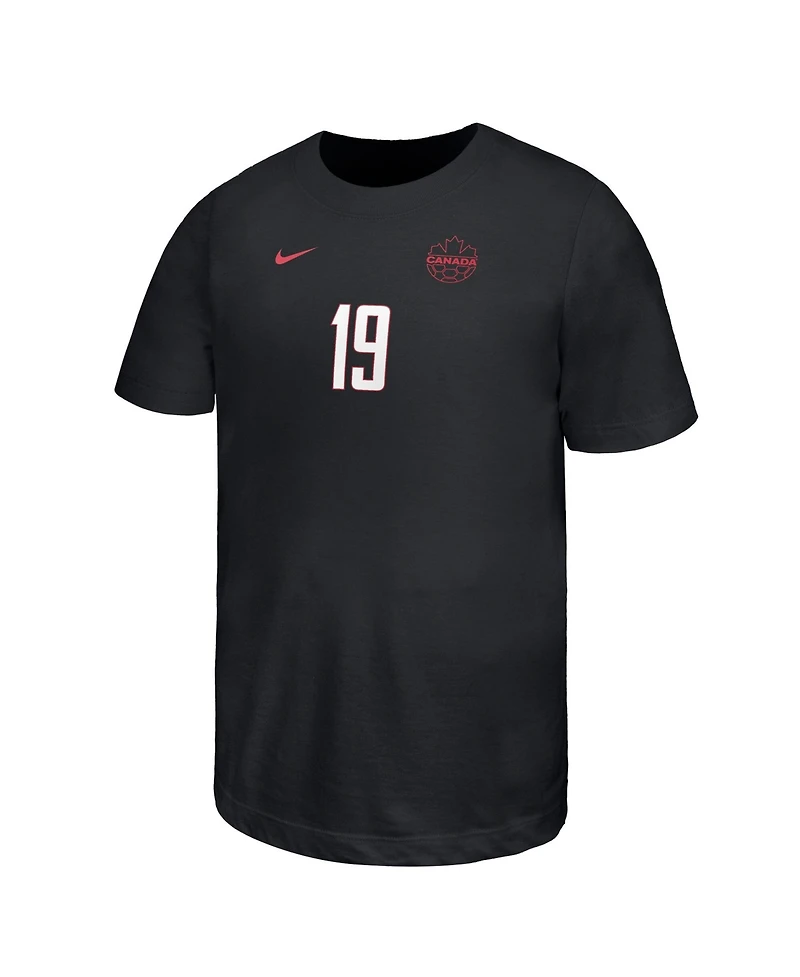 Nike Big Boys and Girls Alphonso Davies Black Canada Soccer Away Player Name & Number T-Shirt