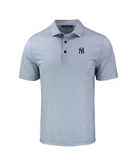 Cutter & Buck Men's Gray New York Yankees Pike Eco Pebble Print Stretch Polo Shirt