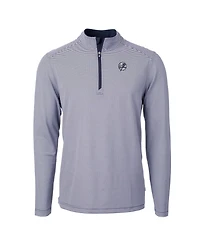 Cutter & Buck Men's Navy New York Yankees Virtue Eco Pique Micro Stripe Quarter-Zip Jacket