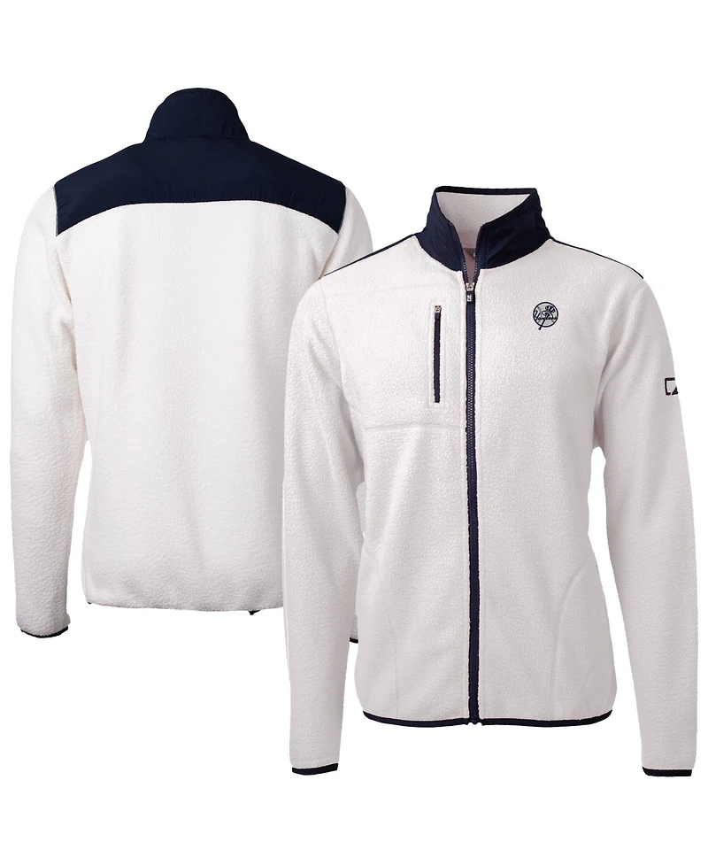 Cutter & Buck Men's White New York Yankees Cascade Eco Sherpa Fleece Full-Zip Jacket