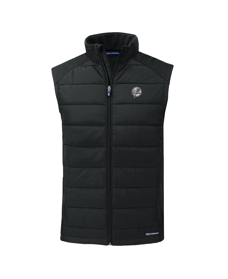 Cutter & Buck Men's Black New York Yankees Evoke Hybrid Eco Softshell Full-Zip Vest