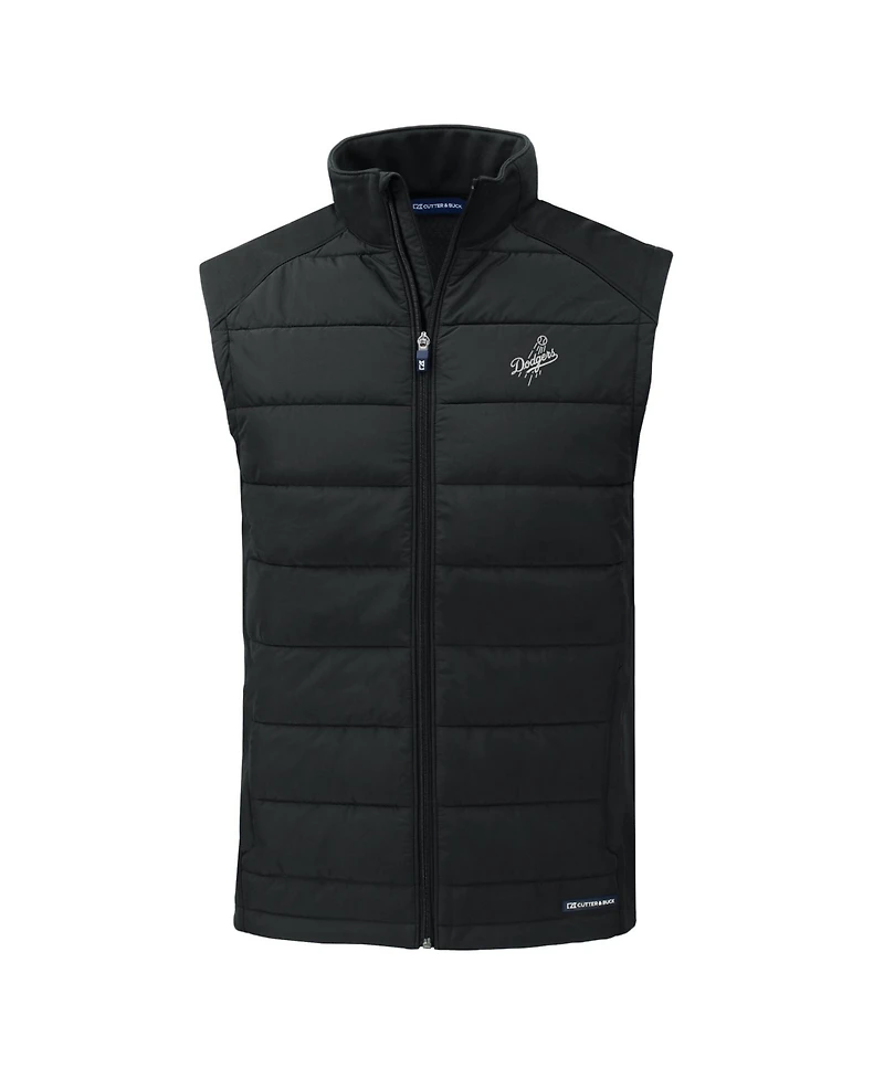 Cutter & Buck Men's Black Los Angeles Dodgers Evoke Hybrid Eco Softshell Full-Zip Vest
