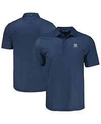 Cutter & Buck Men's Navy New York Yankees Big & Tall Pike Eco Shadow Check Print Polo Shirt