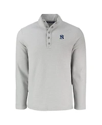Cutter & Buck Men's Gray New York Yankees Hunts Point Eco Textured Fleece Half-Snap Sweatshirt