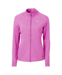 Cutter & Buck Women's Heather Light Pink Los Angeles Dodgers Raglan Adapt Eco Knit Heather Full-Zip Jacket