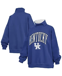 Pressbox Women's Royal Kentucky Wildcats Oversized Mock Neck Sweatshirt