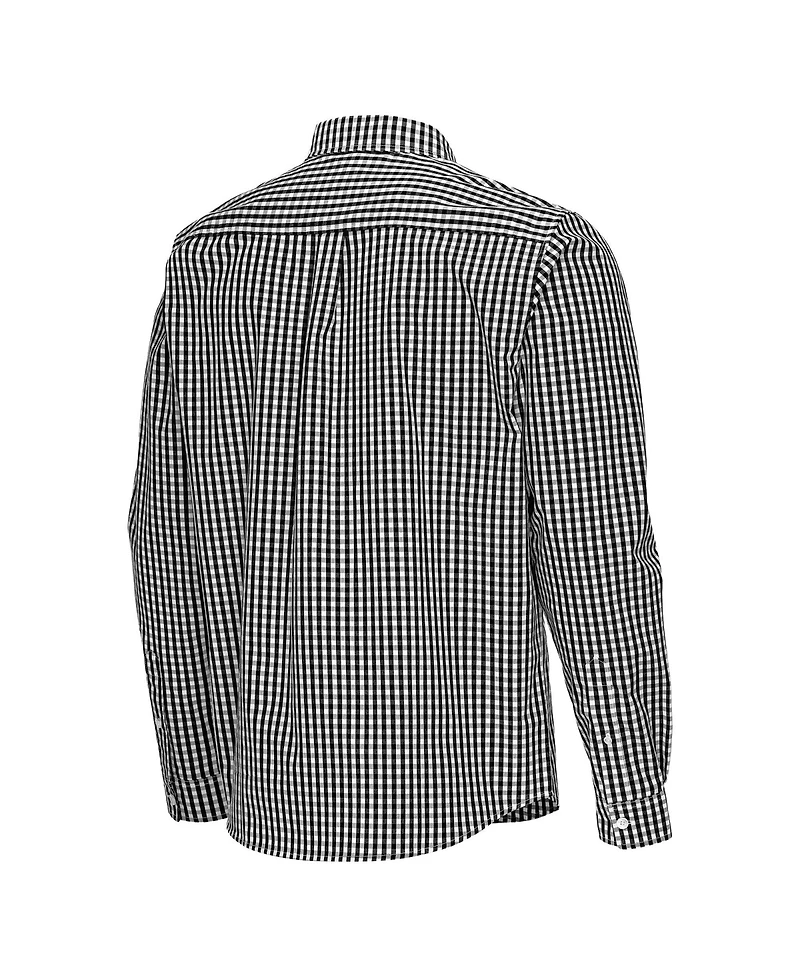 Antigua Men's Los Angeles Dodgers Ellis Woven Tri-Blend Button-Down Shirt