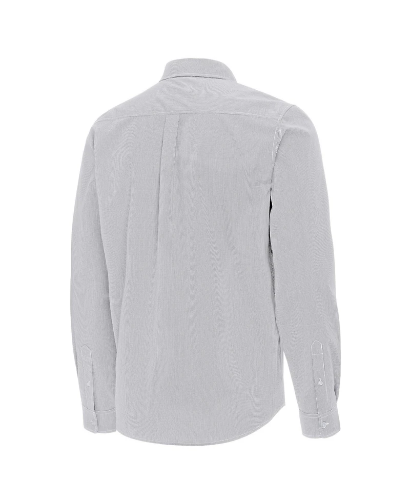 Antigua Men's Gray New York Yankees Porter Woven Long Sleeve Button-Down Shirt
