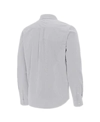 Antigua Men's Gray New York Yankees Porter Woven Long Sleeve Button-Down Shirt