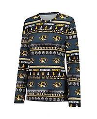 Concepts Sport Women's 2-Piece Black Missouri Tigers Ugly Sweater Holiday Long Sleeve Top and Pants Sleep Set