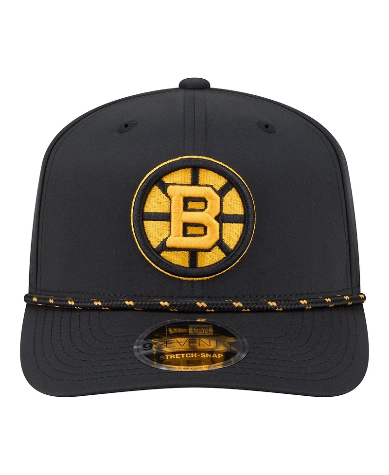 New Era Men's Black Boston Bruins Sport Vented 9SEVENTY Rope Adjustable Hat