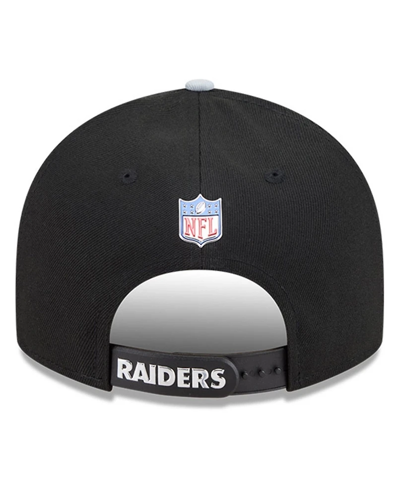 New Era Big Boys and Girls Black/Silver Las Vegas Raiders 2026 Nfl Draft Pre-Curved 9FIFTY Snapback Hat