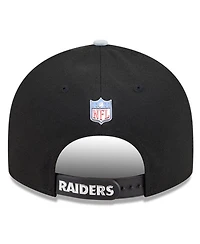 New Era Big Boys and Girls Black/Silver Las Vegas Raiders 2026 Nfl Draft Pre-Curved 9FIFTY Snapback Hat