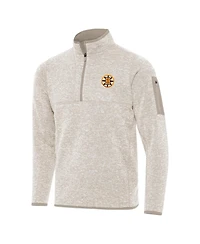 Antigua Men's Oatmeal Boston Bruins Fortune Quarter-Zip Pullover Jacket