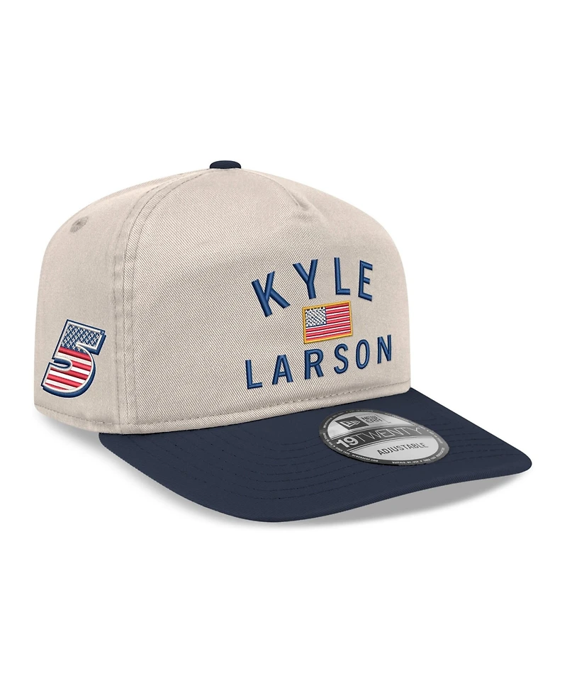New Era Men's Khaki/Navy Kyle Larson Flag 19TWENTY Adjustable Hat