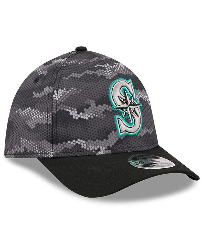 New Era Men's Black Seattle Mariners Camo 39THIRTY A-Frame Flex Hat
