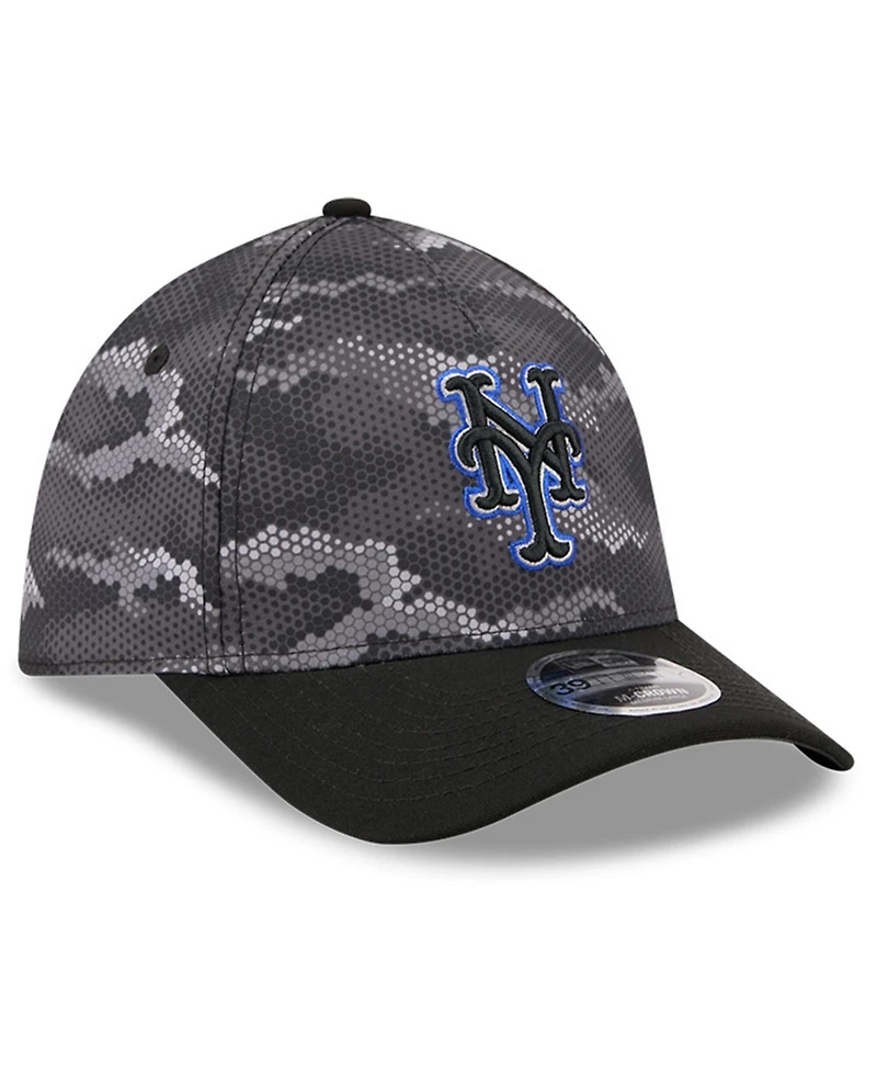New Era Men's Black York Mets Camo 39THIRTY A-Frame Flex Hat