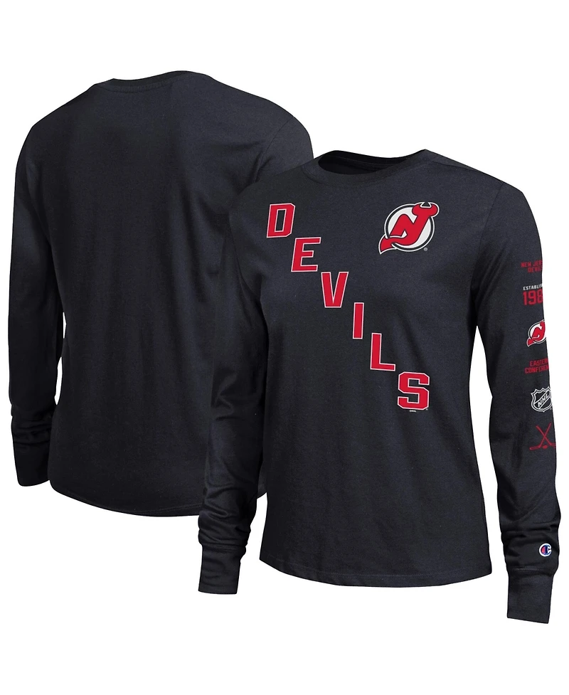 Champion Women's Black New Jersey Devils 2-Hit Long Sleeve T-Shirt