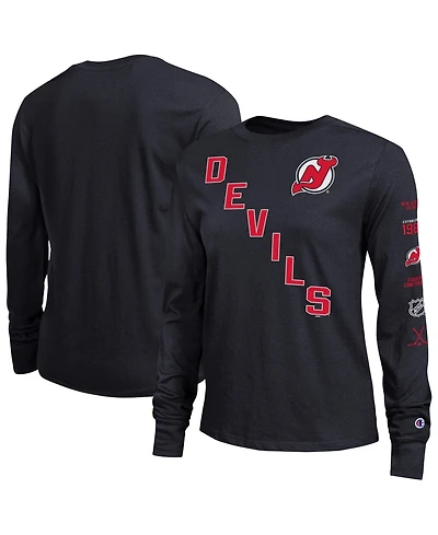 Champion Women's Black New Jersey Devils 2-Hit Long Sleeve T-Shirt