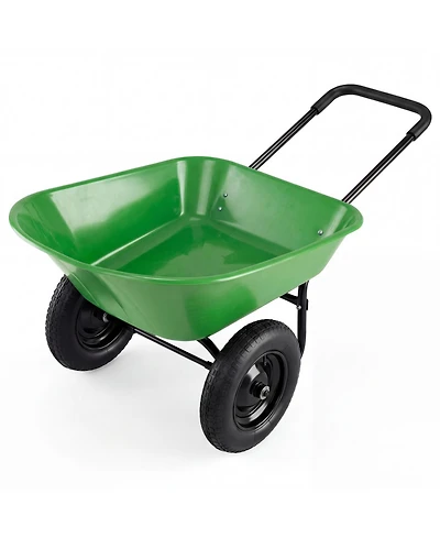 2-Tire Wheelbarrow Garden Cart Heavy-Duty Utility Dolly for Landscaping & Yard Work