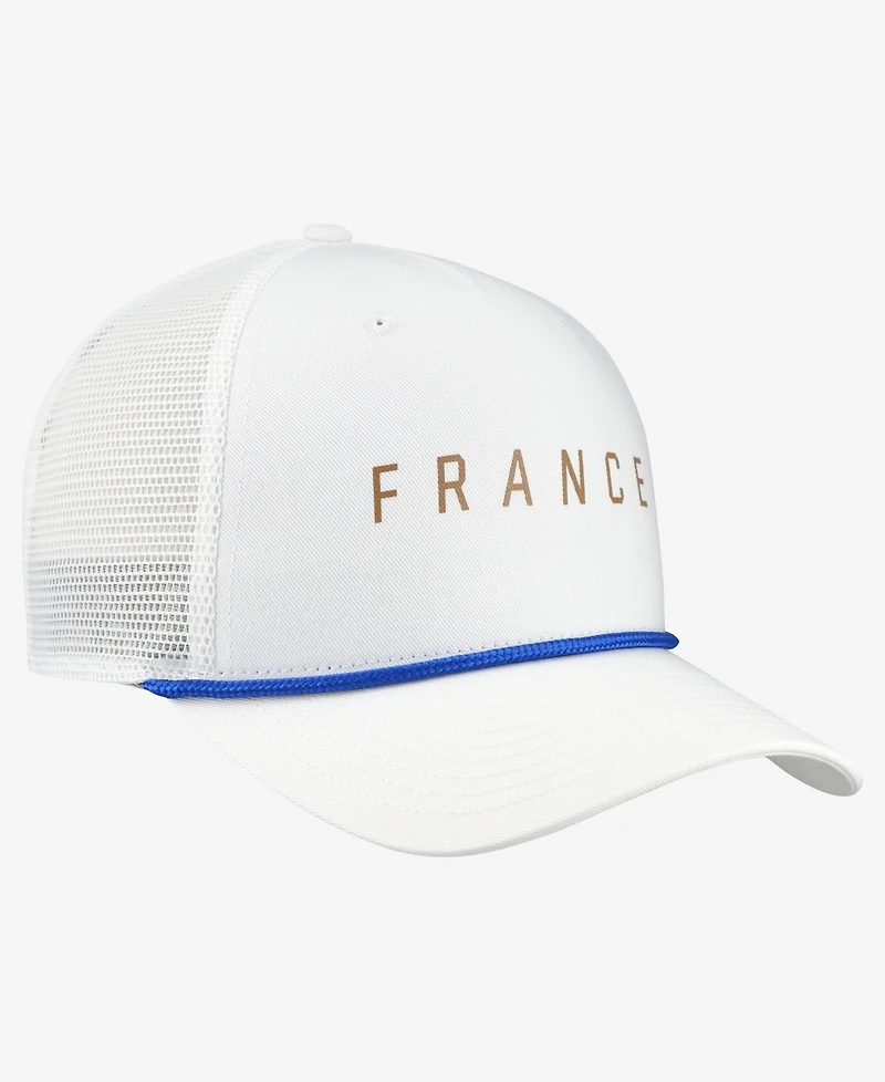 Nike Men's White France National Team Rise Rope Trucker A-Frame Adjustable Hat