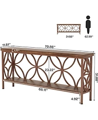 Slickblue 2-Tier Console Sofa Table with Industrial Design for Entryway and Living Room