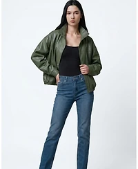 Furniq Uk Women's Arden Funnel Neck Leather Jacket