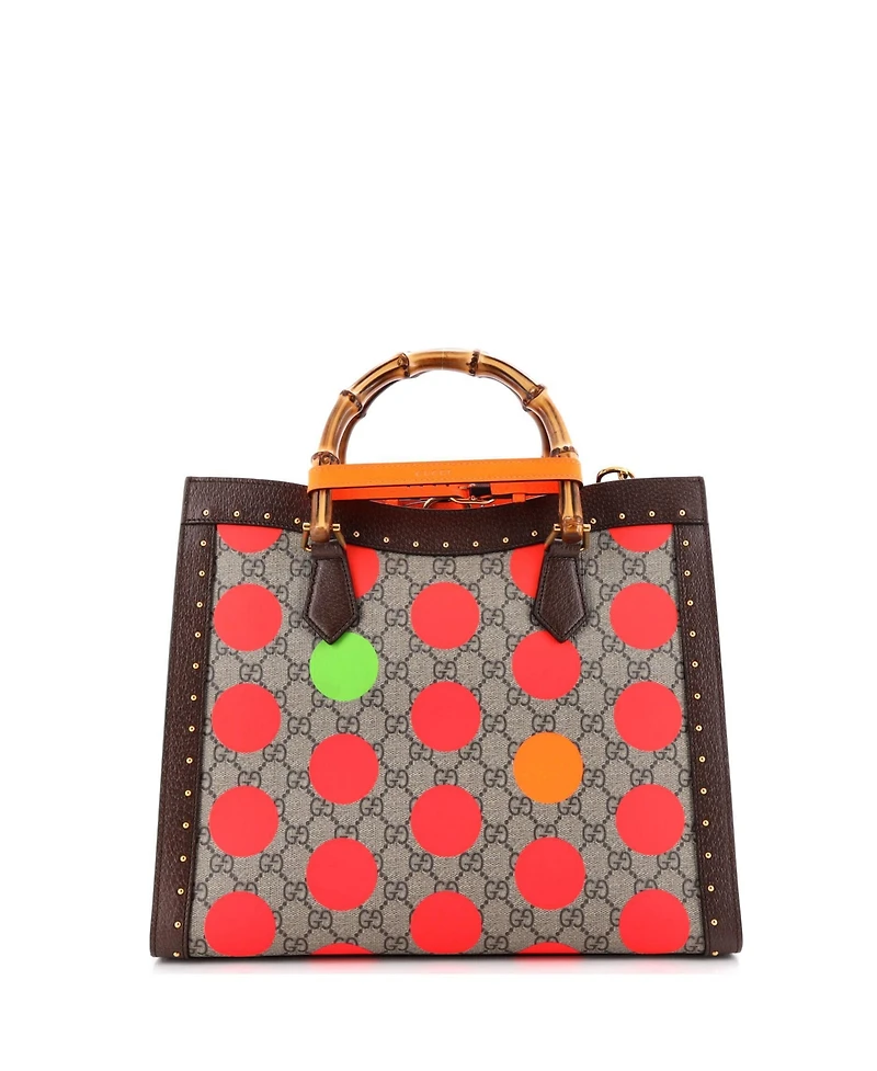 Pre-Owned Gucci Medium Diana Nm Bamboo Handle Tote Printed Gg Coated Canvas and Studded Leather