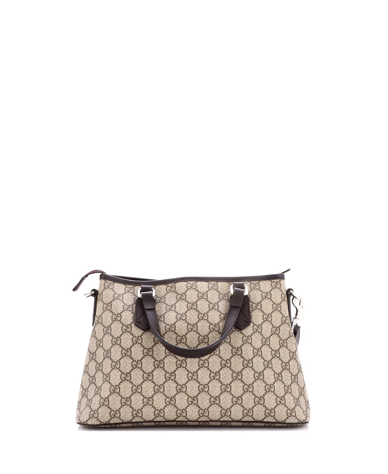Pre-Owned Gucci Small Convertible Zip Tote Gg Coated Canvas with Leather