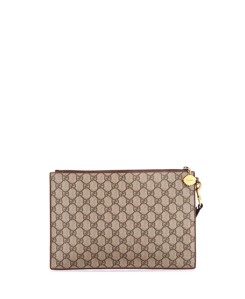 Pre-Owned Gucci Courrier Pouch Gg Coated Canvas with Applique