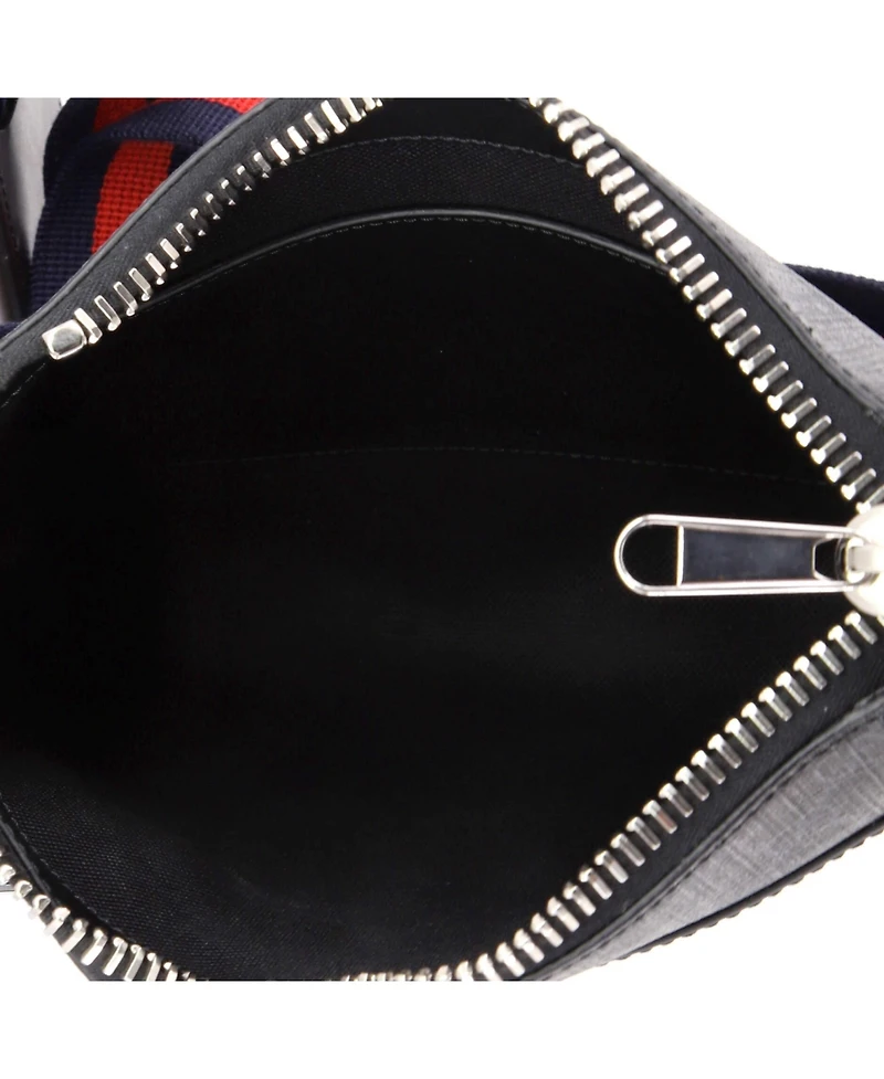 Pre-Owned Gucci Small Web Strap Front Zip Messenger Bag Gg Coated Canvas