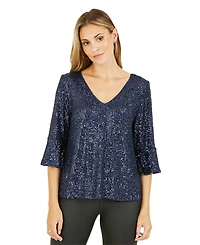 Yumi Women's Sequin Relaxed Fit Top