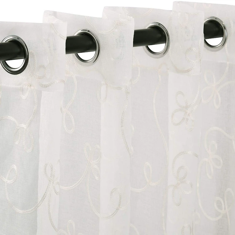Superior Lightweight Scroll Sheer Curtain Panels, (2), 52" x 63"