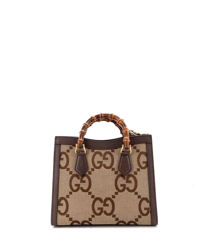 Pre-Owned Gucci Small Diana Nm Bamboo Handle Tote Jumbo Gg Canvas