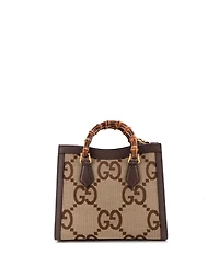 Pre-Owned Gucci Small Diana Nm Bamboo Handle Tote Jumbo Gg Canvas